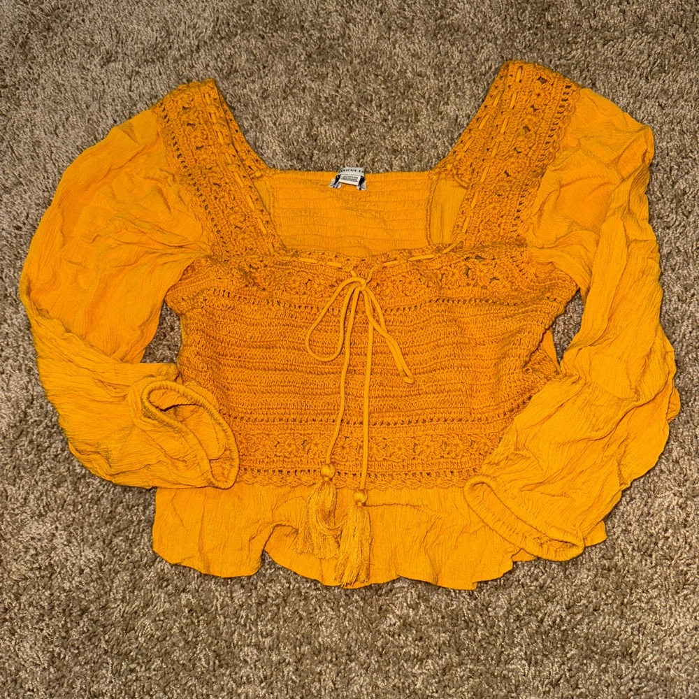 American Eagle Outfitters Yellow Crochet Top